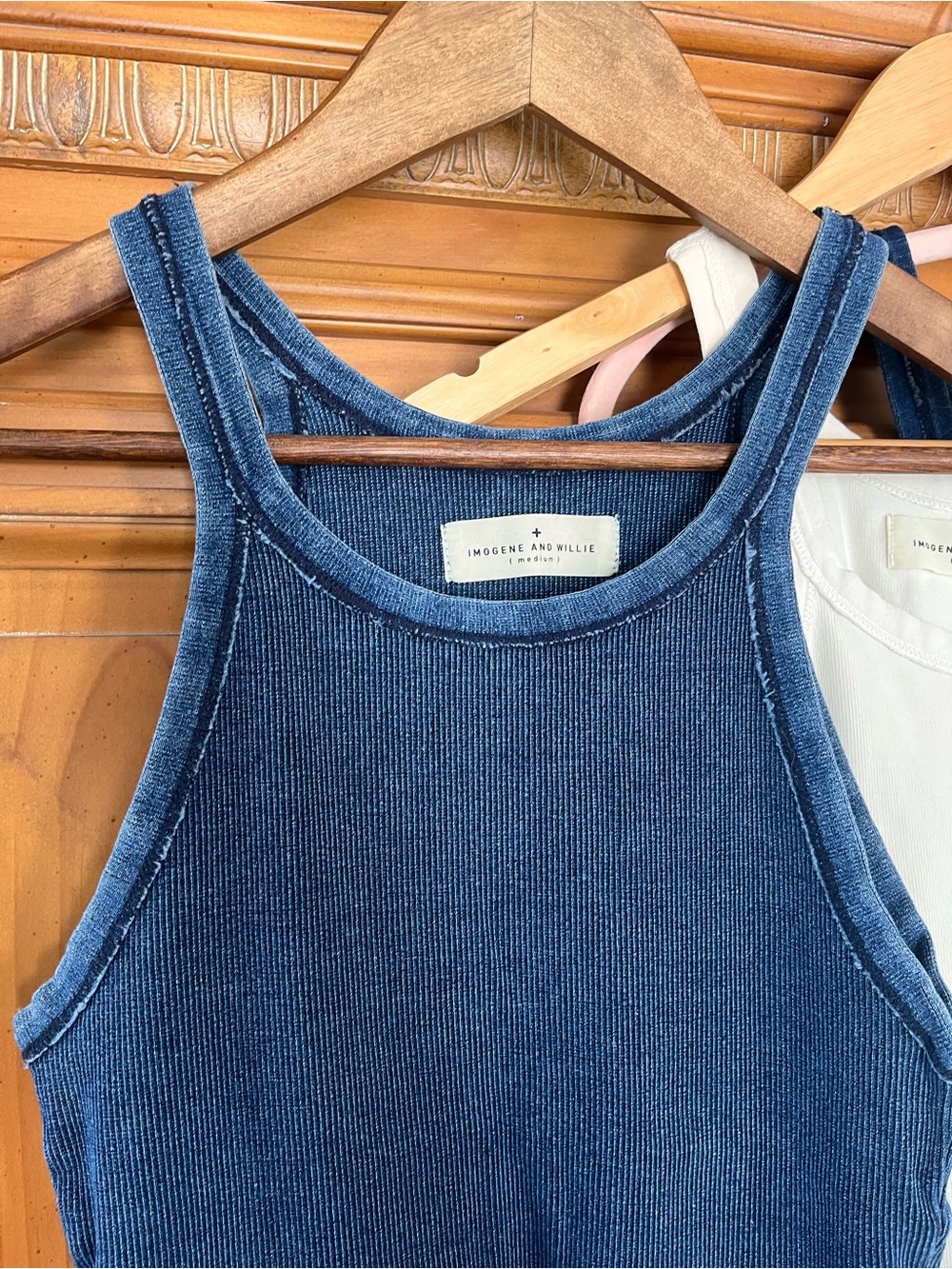 Imogene + Willie Women's Navy ribbed tank top - Picture 2 of 4